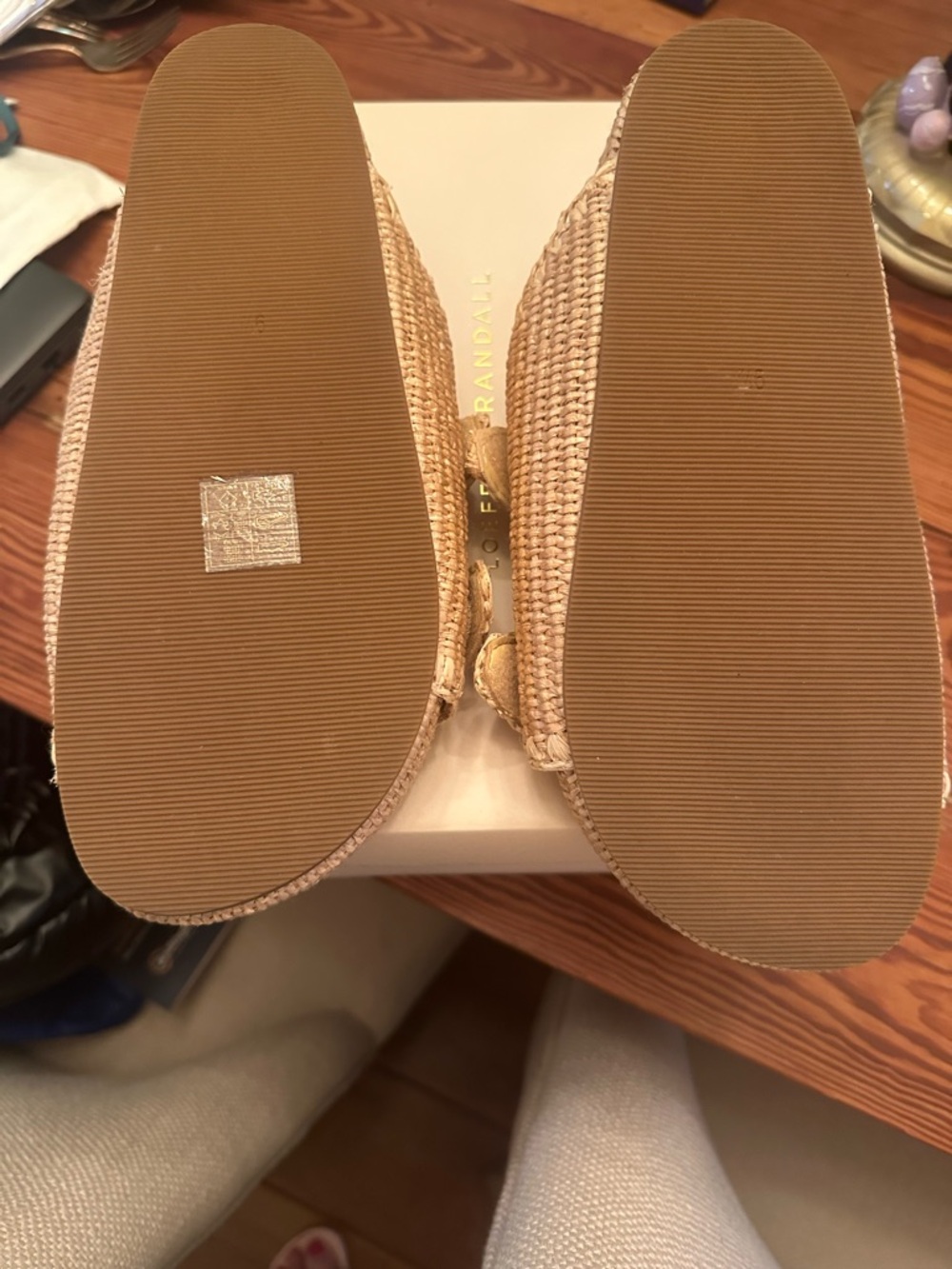 Loeffler Randall Woven Double-Buckle Slide Sandals in Tan - Picture 3 of 5